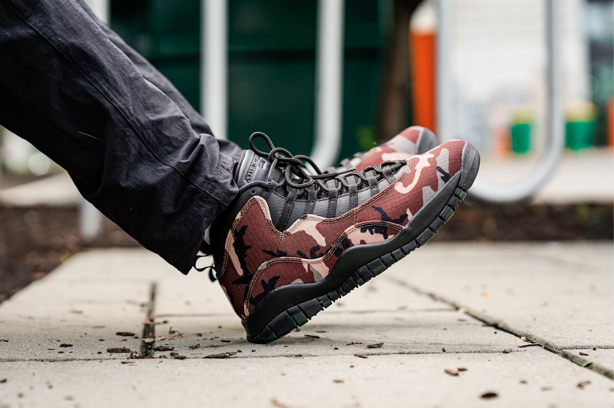 Camo Jordan Retro 10 at Finish Line