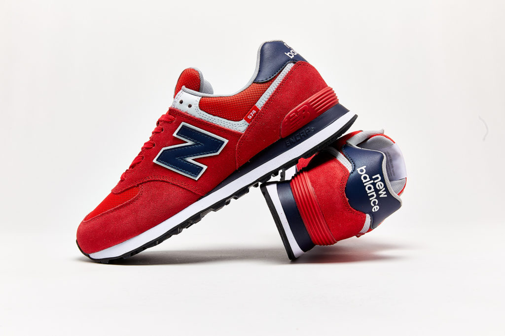 Red and Navy New Balance 574